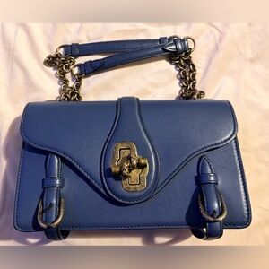 Bottega Veneta Blue Crossbody Bag with Gold Accents
